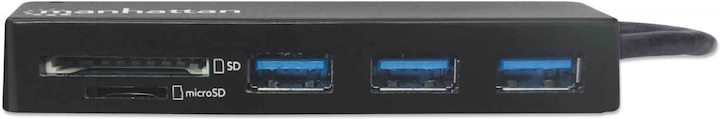 Produktbild Manhattan USB 3.0 Hub mit Kartenleser (USB-C, 3 Ports)