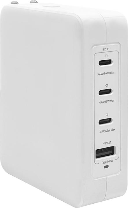 Actual product image Macally USB 4 Port GaN Travel Charger 142W (145 W, 4 ports)