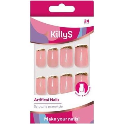 KillyS, Nagelstyling + Kunstnägel, Künstliche Nägel Quadratisch Golden Way 24 Stück