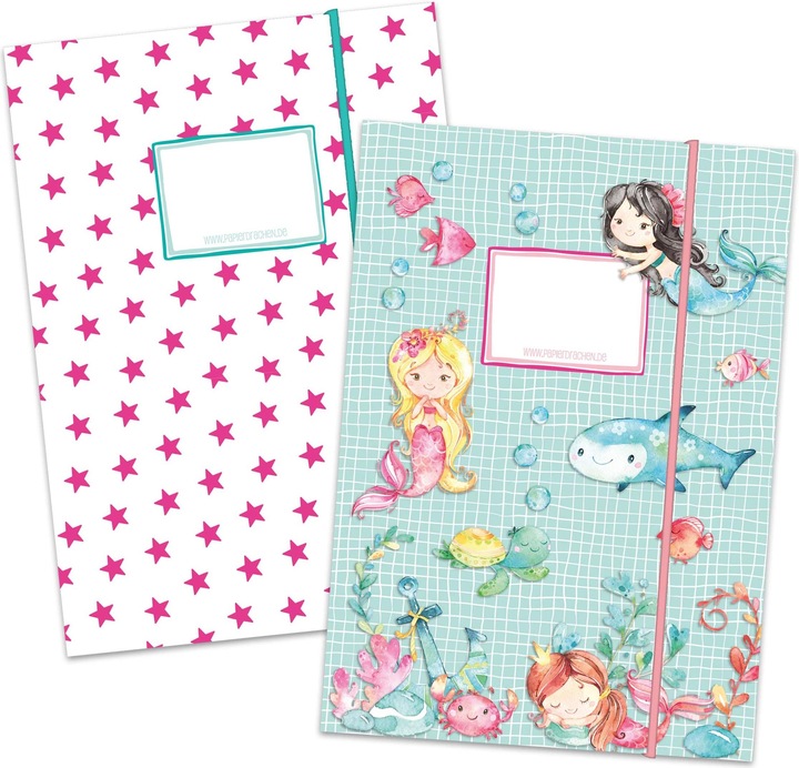 Produktbild Papierdrachen Schulmappe 2er Set DIN A4 - Meerjungfrau (VE 4) (A4, 2 x)