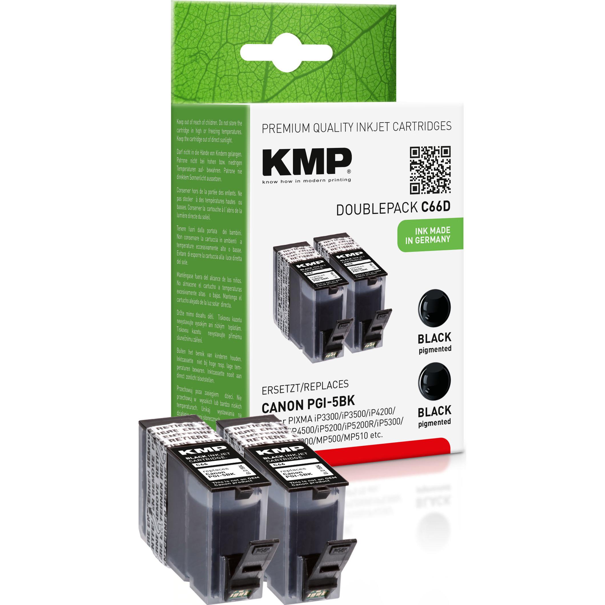 KMP, Druckerpatrone, Tinte ersetzt 2x PGI5BK (0628B025) (BK)