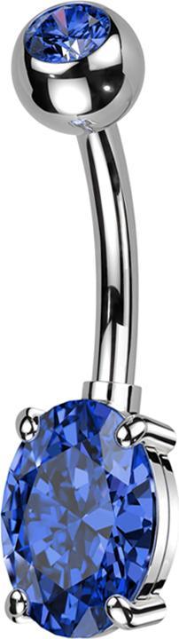 Immagine prodotto Star Piercing Banana d'argento con sfera di cristallo d'argento blu e grande cristallo ovale blu (Ottone, Titanio)