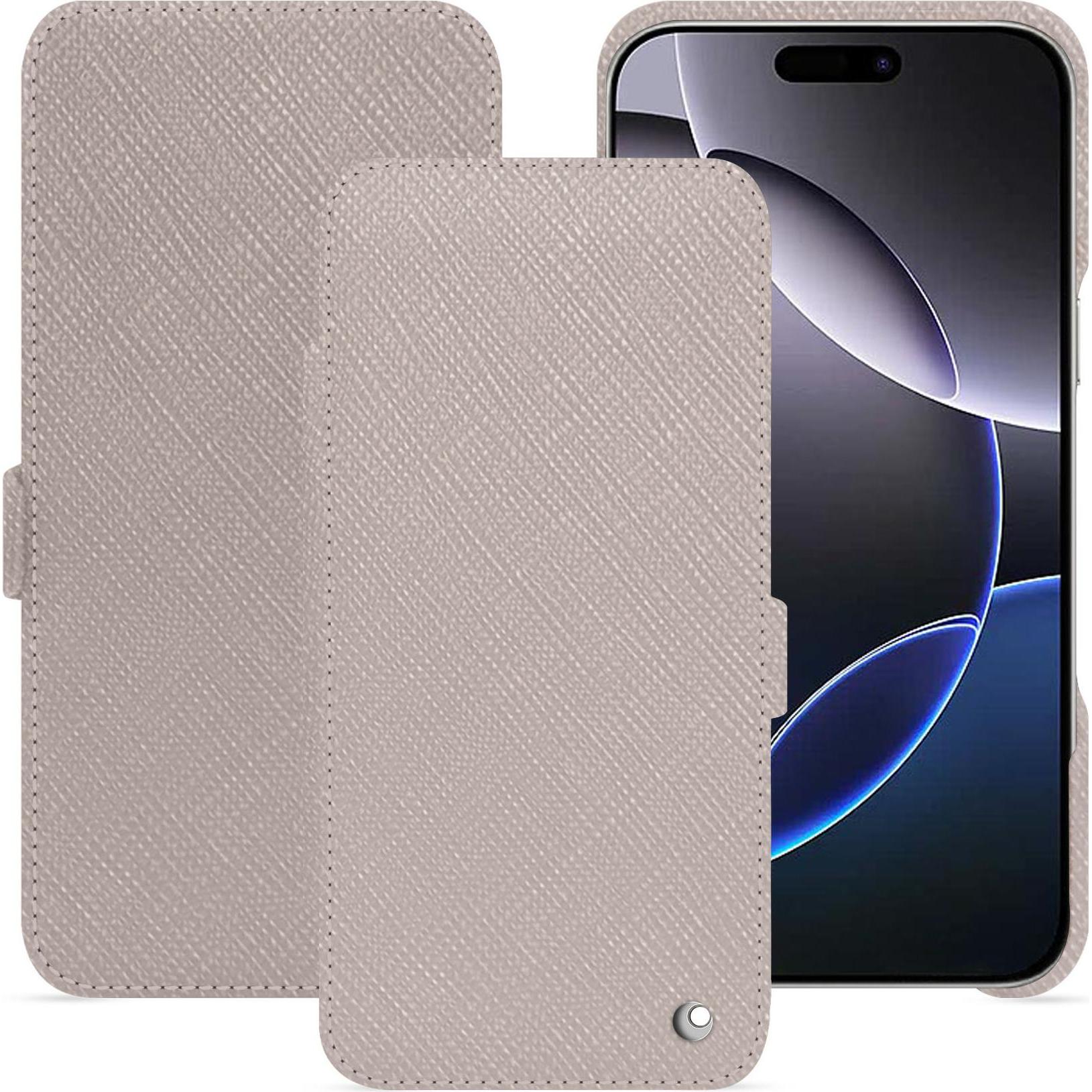 Noreve Lederschutzhülle horizontal (Apple iPhone 16 Pro Max), Smartphone Hülle, Beige