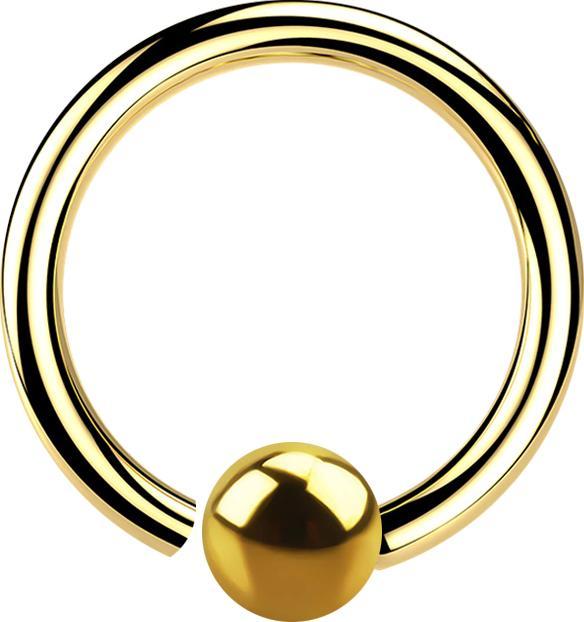 Actual product image Star Piercing Micro Closure Ring gold-plated with ball fixed on one side (without brass, Surgical steel 316L)