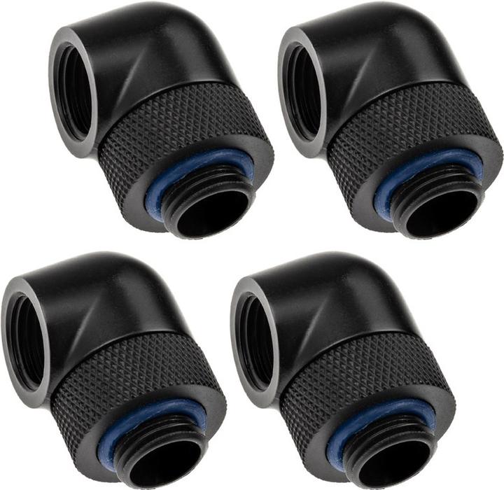 Actual product image XSPC Adapter 90 degree G1/4 inch male to G1/4 inch female - rotatable, black, 4-pack
