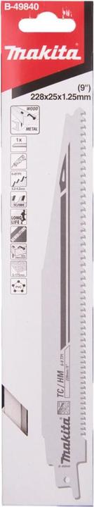 Actual product image Makita B-49840 Circular saw blade TC/HM 228x1.25mm, (6-8tpi), 1 pc., for wood with wood screws, for metal.
