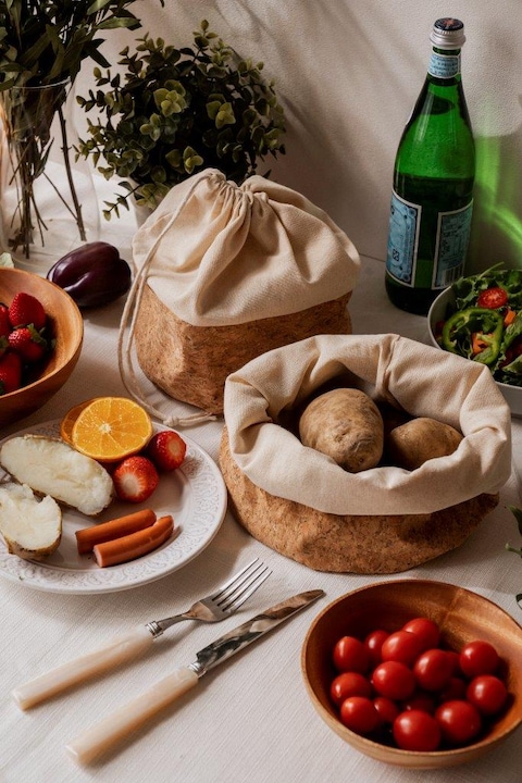Image du produit Nuts Brotbeutel mit Kordel, Baumwolle M, cork/beige, 20 cm