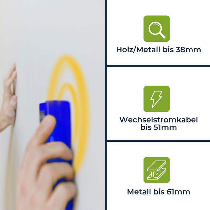 Produktbild Velleman Detektor geeignet f?r Holz, eisenhaltige Metalle und stromf?hrende Leitungen