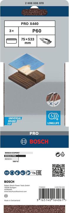 Actual product image Bosch Professional Zubehör PRO X440 sanding belt, 75 x 533 mm, G60 (60)