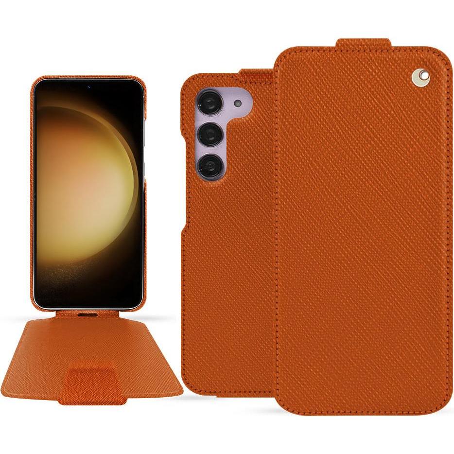Noreve Lederschutzhülle vertikal (Samsung Galaxy S23+), Smartphone Hülle, Orange