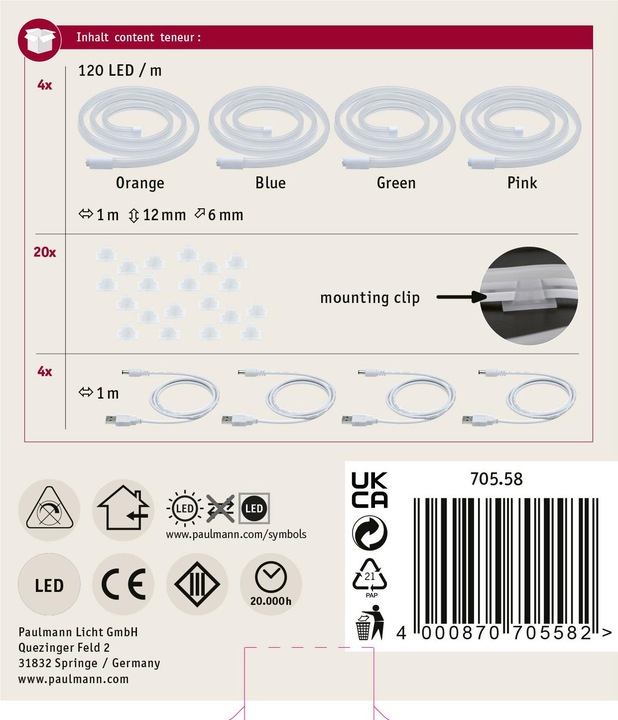 Image du produit Paulmann Colorflex (Rouge, 100 cm, Intérieur)