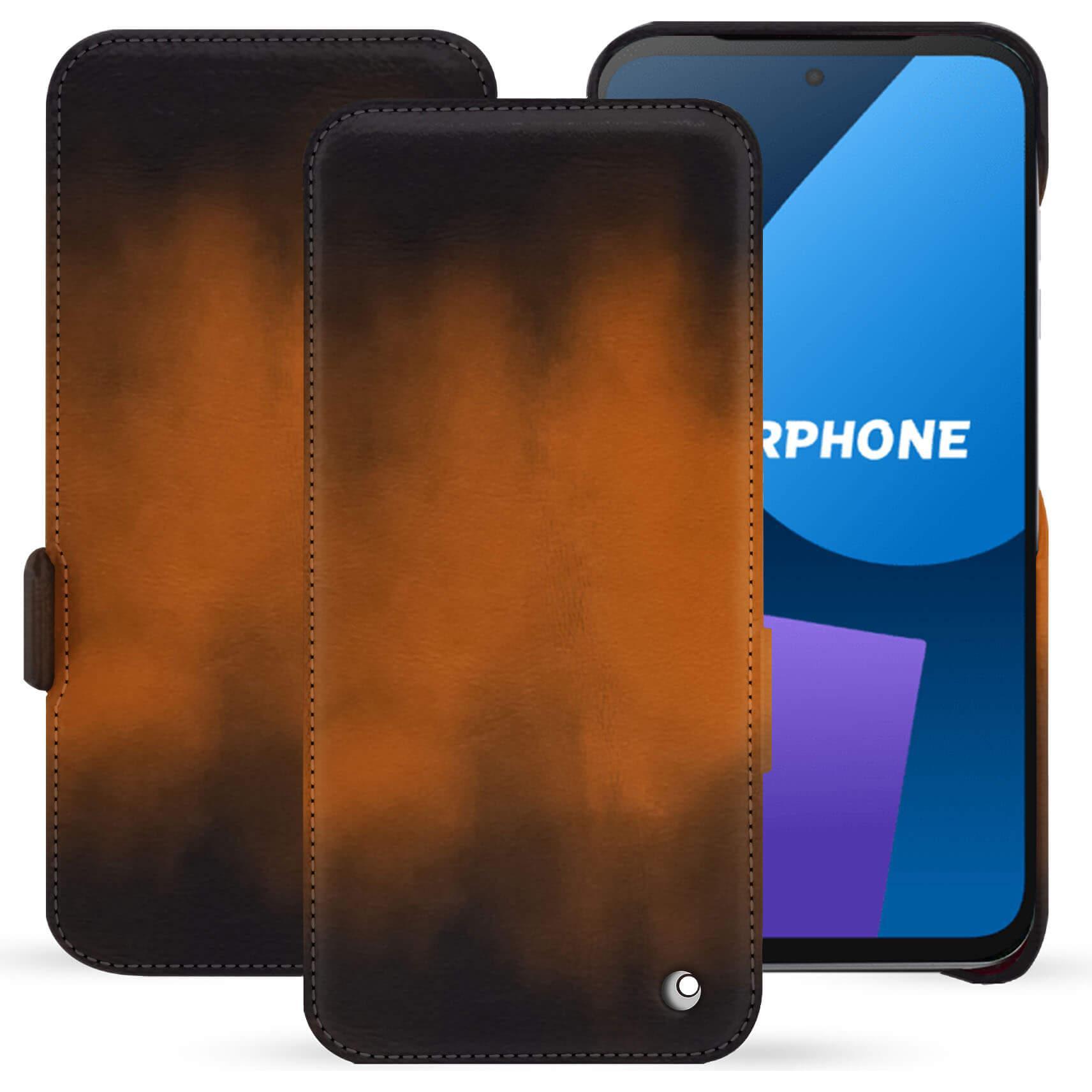 Noreve Lederschutzhülle horizontal (OnePlus 5), Smartphone Hülle, Braun