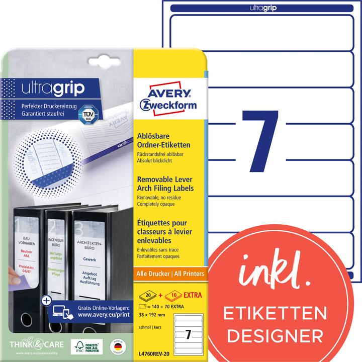 Produktbild Avery Ordner-Etiketten, ablösbar