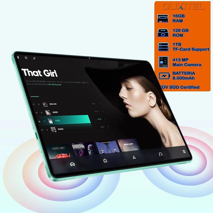 Actual product image OBA Android 14 Octa-Core Tablet with 11-Inch Display, 16GB RAM, 128GB Storage, and 8000mAh Battery (11", 128 GB)