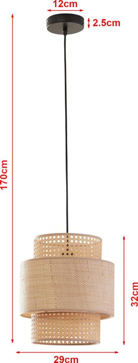 Produktbild Lux.Pro Hängeleuchte Biggar Rattanoptik/Flechtmuster (E27)