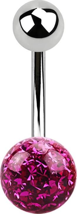 Produktbild Star Piercing Banane silber mit Kugel und Kristall Kugel fuchsia Epoxy Schutzschicht (ohne Messing, Chirurgenstahl 316L)