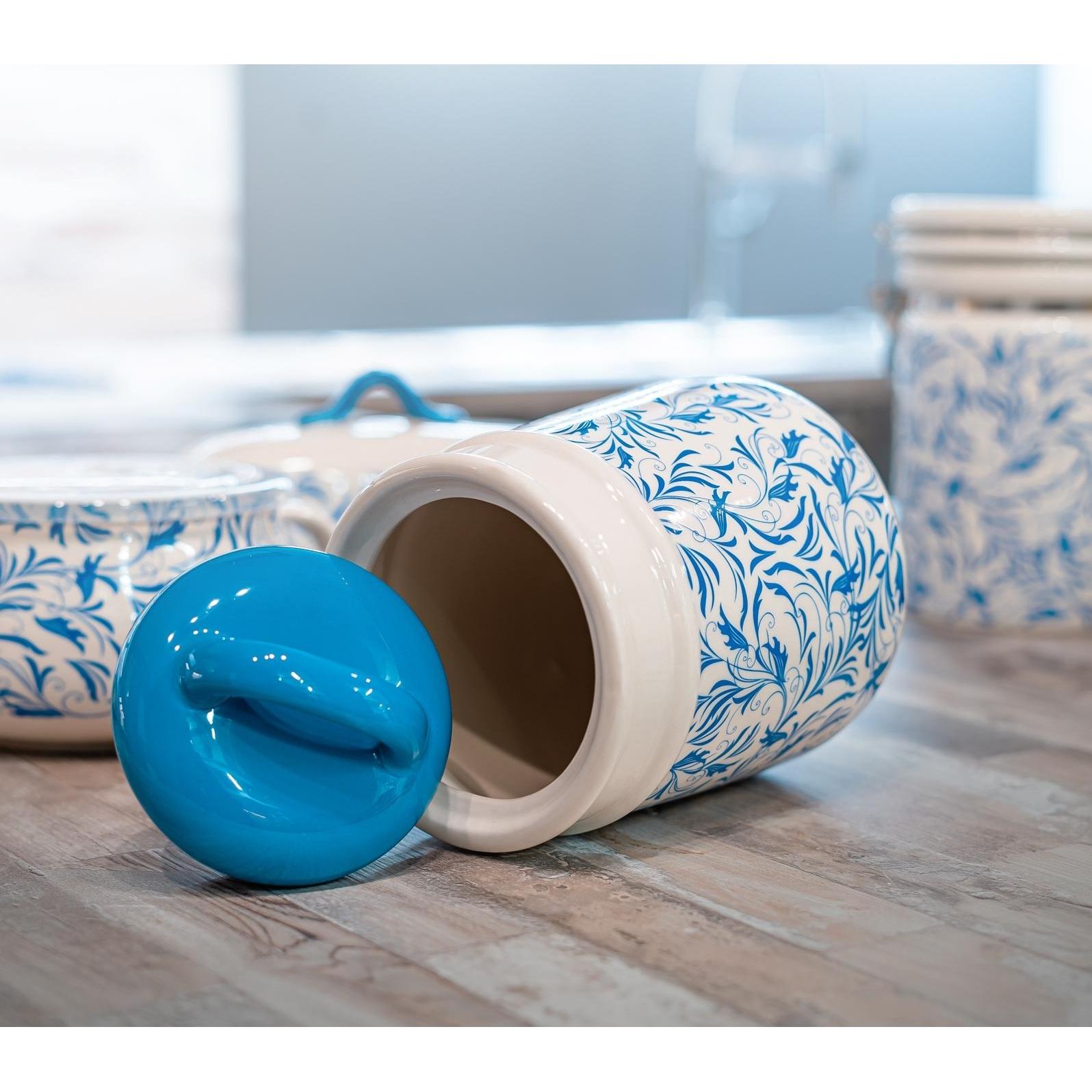 Thumbnail - neuetischkultur Lebensmitteldose im Landhausstil 11 x 16 cm Ornament, Vorratsbehälter, Blau