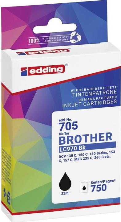 Produktbild Edding Druckerpatrone ersetzt Brother LC970BK Kompatibel Schwarz EDD-705 18-70
