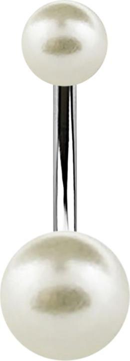 Image du produit Star Piercing Banane argentée avec deux boules de perles crème (sans laiton, Acier chirurgical 316L)