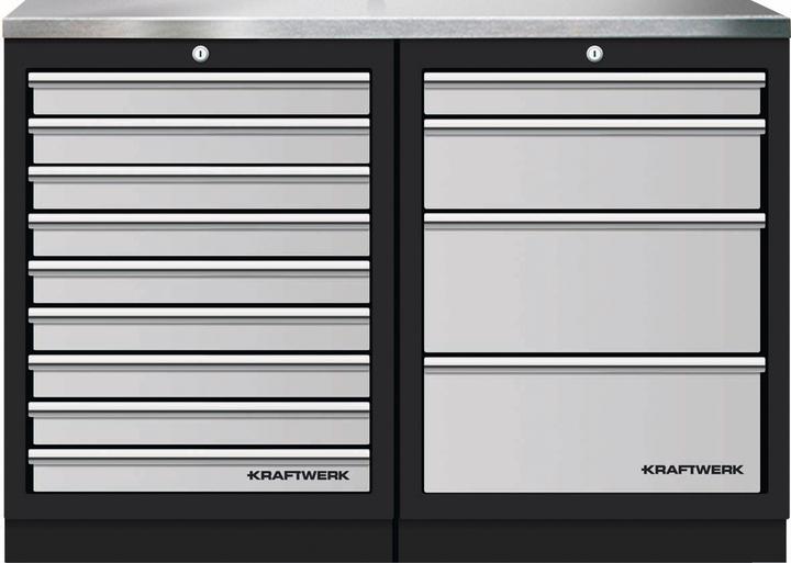 Kraftwerk Mobilio 2er combi, stainless steel, 4 & 9 drawers (45.80 cm, 91 cm)