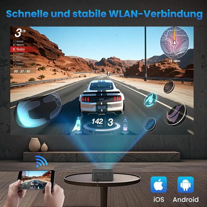 Productafbeelding Hopvision Beamer met Dolby Audio, 15000 lumen, Full HD 1080P, WLAN, Bluetooth, compatibel met 4K (Volledige HD, 15000 lm)