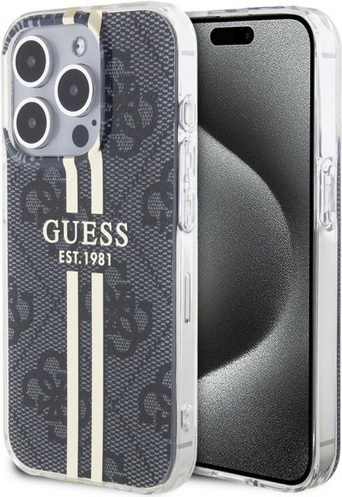 Produktbild Guess GUHCP15LH4PSEGK iPhone 15 Pro 6.1" czarny/black hardcase IML 4G Gold Stripe (Apple iPhone 15 Pro)