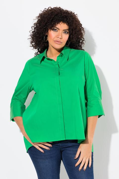 Produktbild Ulla Popken Hemdbluse, Rückenfalte, A-Linie, Hemdkragen, 3/4-Arm (62)