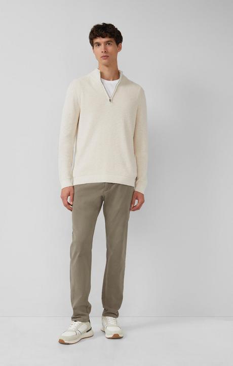 Produktbild s.Oliver Strickpullover Baumwoll-Pullover mit Struktur und Troyer-Kragen (M)