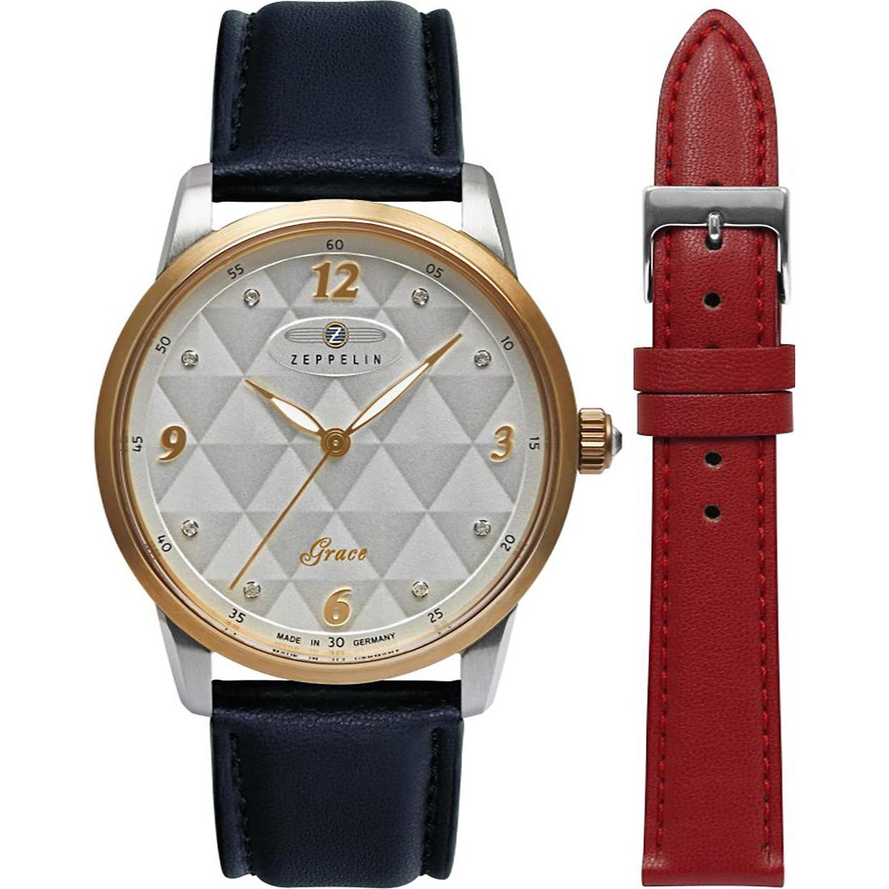 Zeppelin, Armbanduhr, Zegarek Grace Lady 7349-1 N SET, Silber, (Swiss Made)