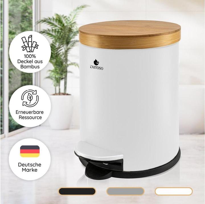 Produktbild Exitoso Tretmülleimer mit Softclose-Deckel 5 l, Weiss (5 l)