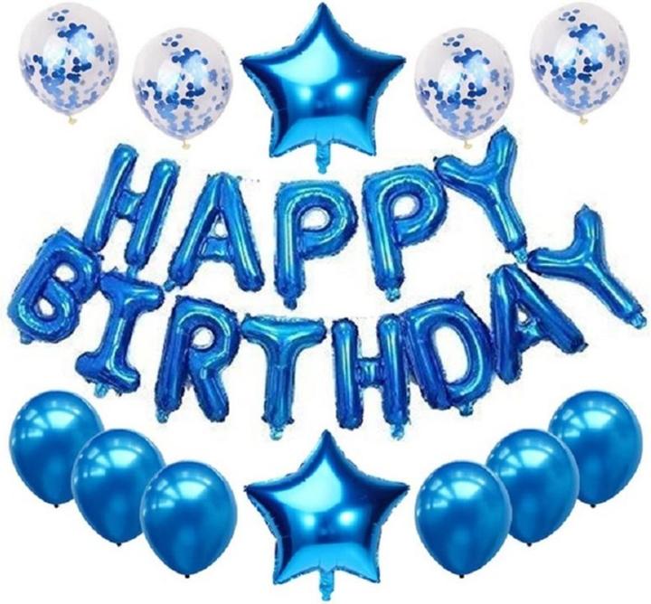 Cover-Discount Happy Birthday Balloon Banner Set Blue (25x)