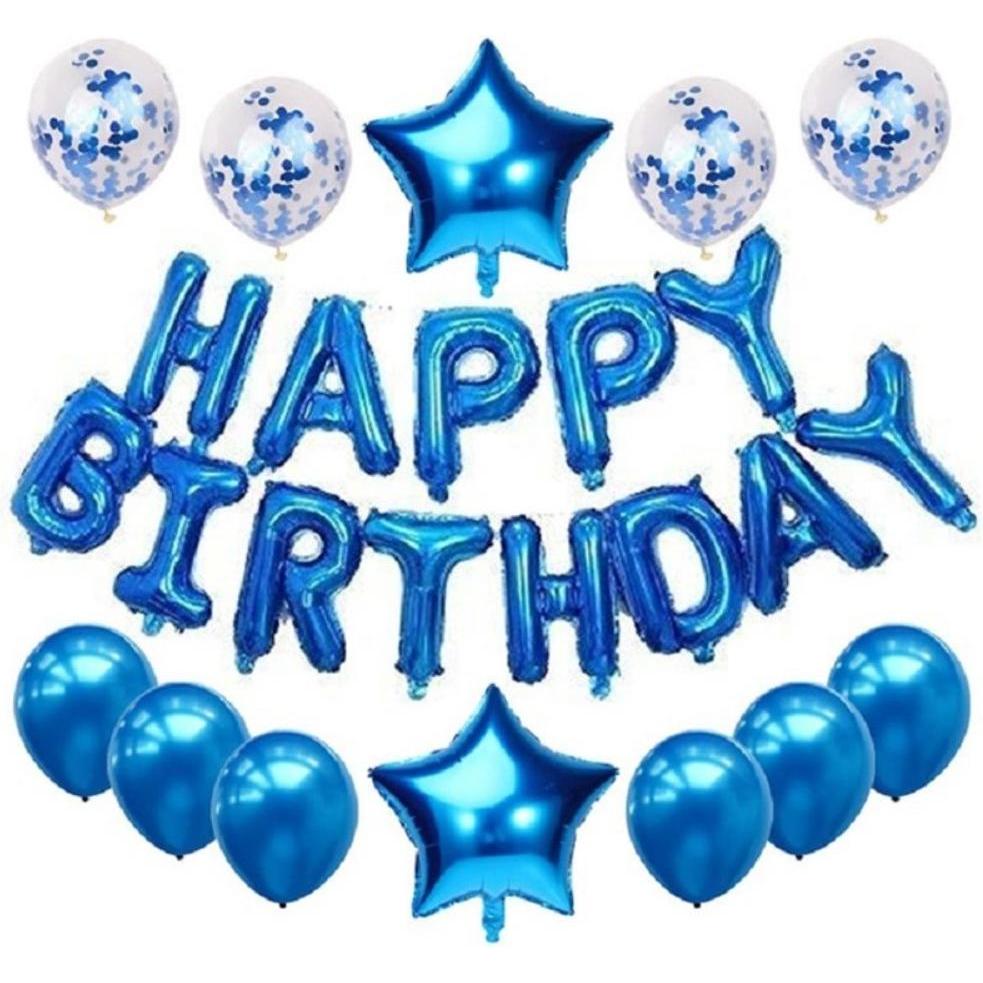 Cover-Discount Happy Birthday Luftballon Banner Set blau