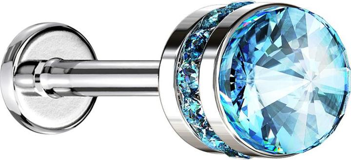 Immagine prodotto Hollywood Body Jewelry Micro Labret a filo interno cilindro di cristallo argento aqua (senza ottone, Titanio)