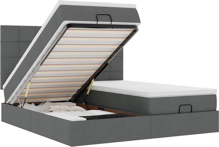 Immagine prodotto vidaXL Letto ottomano con materassi in tessuto grigio scuro 160x200 cm (160 x 200 cm)
