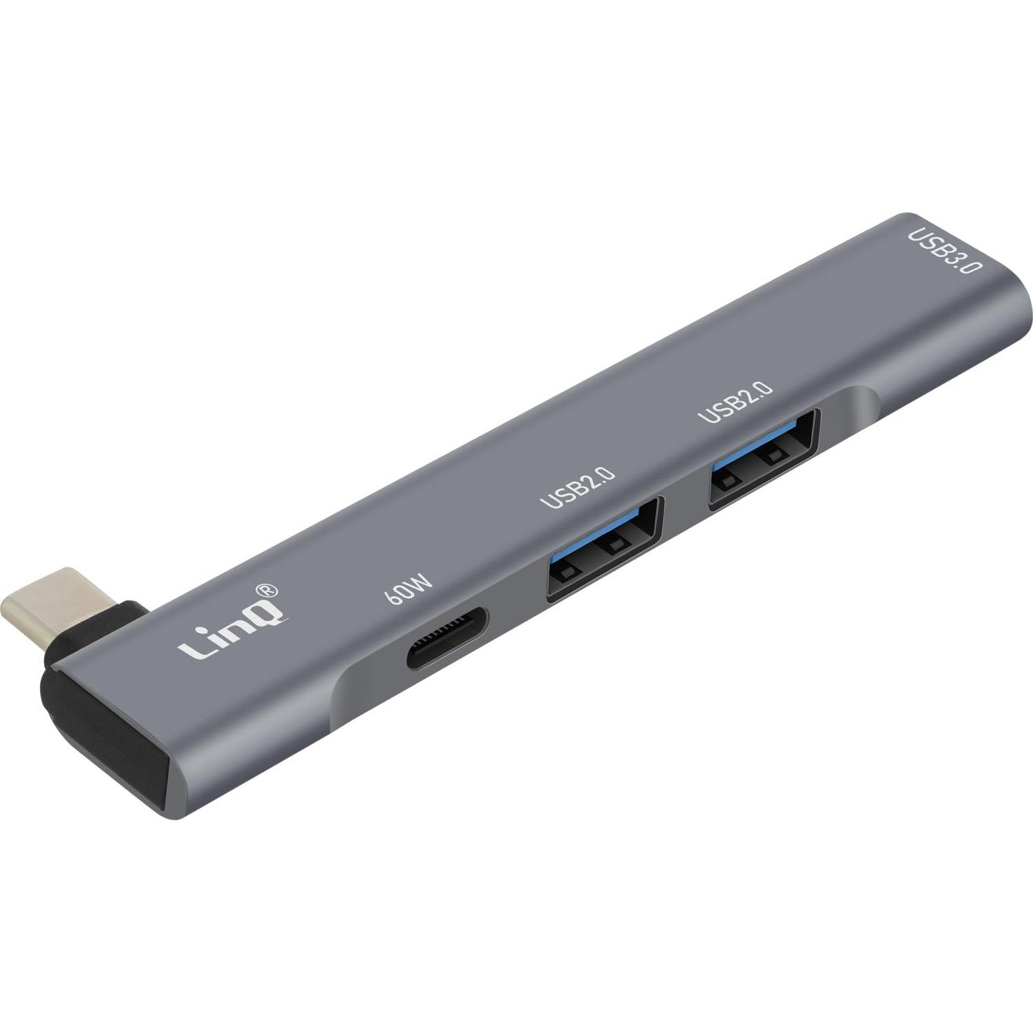 LinQ IT7946 USB-C Hub (USB-C, 4 Ports), Dockingstation + USB Hub, Grau