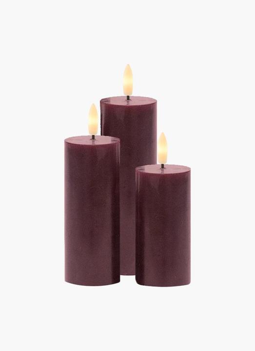 Produktbild Sirius LED-Kerzen Set Sille, 10/12.5/15cm,Bordeaux,Wiederaufladbar (3 x)