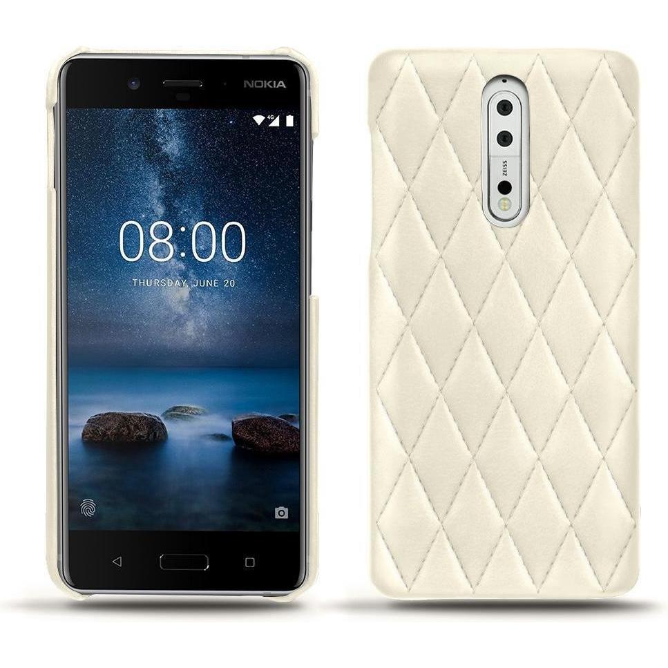 Noreve Lederschutzhülle (Nokia 8), Smartphone Hülle, Weiss