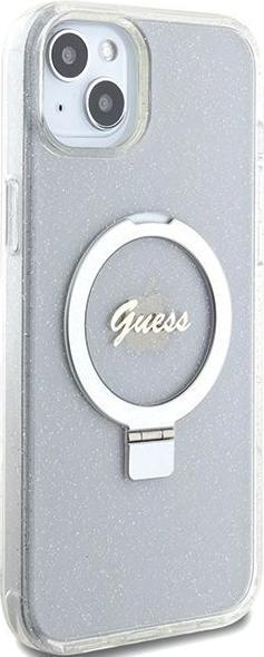 Produktbild Guess GUHMP15MHRSGSD iPhone 15 Plus 6.7" przezroczysty/transparent hardcase Ring Stand Script Glitte (Apple iPhone 15 Plus)