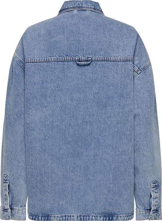 Produktbild Only Normal geschnitten Hemdkragen Ärmelbündchen mit Knopf Tief angesetzte Schulter Jeanshemd Jeanshemd (L)