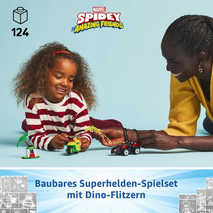 Produktbild LEGO Actionspass mit Spin und Electro in ihren Dino-Flitzern (11198, LEGO Marvel)