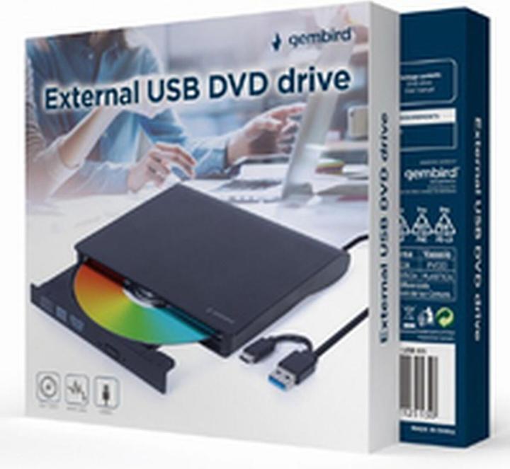 Produktbild Gembird DVD-USB-031 Externes USB-DVD-Laufwerk schwarz (DVD Brenner)