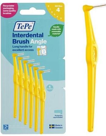 Actual product image TePe Interdental Brush Angle Yellow 0.7mm Plaque Remover - Pack of 6 (6 x, 0.70 mm)