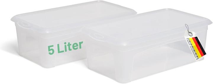 Produktbild Novaliv 2x Aufbewahrungsbox durchsichtig mit Deckel 5L Nestbar stapelbare Plastikbox mit Clipverschluss Kuns (19 cm, 5 l, 2x)