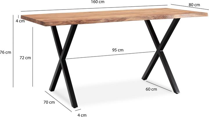 Produktbild FineBuy Schreibtisch Akazie Massivholz Metall Bürotisch Computertisch Baumkante (160 x 80 x 76 cm)