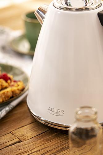 Image du produit Adler AD 1343 Electric, 2200 W, 1.5 L, Stainless steel, 360 ° rotational base, White (1.50 l)
