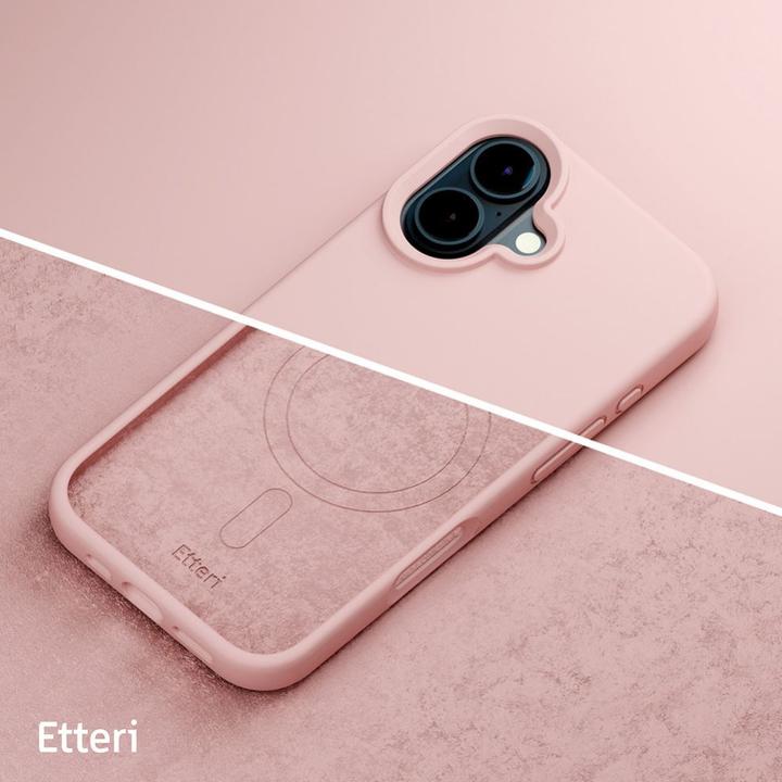 Actual product image Etteri Silicone Mag case for iPhone 16 6,1" light pink (Apple iPhone 16)