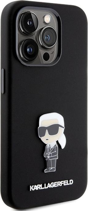 Actual product image Karl Lagerfeld KLHCP15LSMHKNPK iPhone 15 Pro 6.1" czarny/black Silicone Ikonik Metal Pin (Apple iPhone 15 Pro)