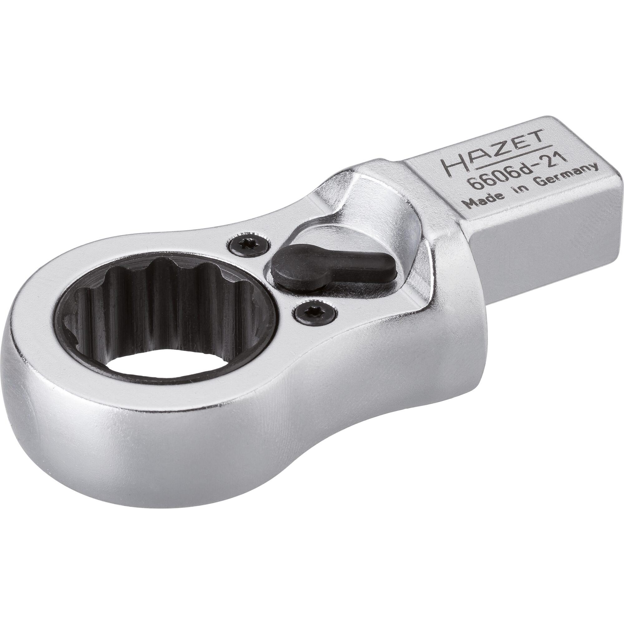 HAZET, Drehmomentschlüssel, Einsteck-Ratschen-Ringschlüssel 6606D-21 ∙ Einsteck-Vierkant 14 x 18 mm ∙ Aussen Doppel-Sech...