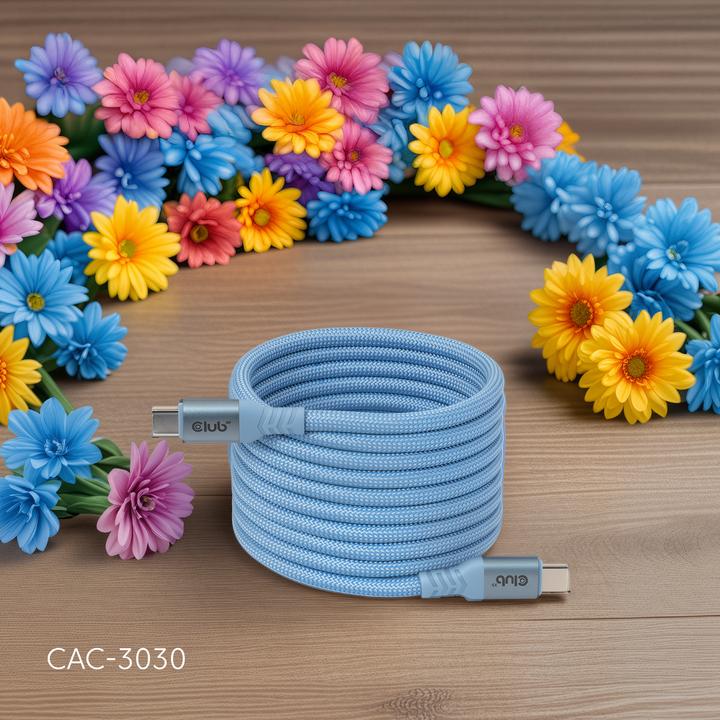 Produktbild Club 3D USB Type C ->C 2,0m blau Bi-Direktional Kabel USB-C (2 m, USB 2.0, 240 W)