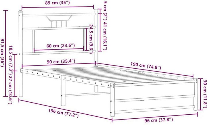 Image du produit vidaXL Bettgestell (90 x 190 cm)